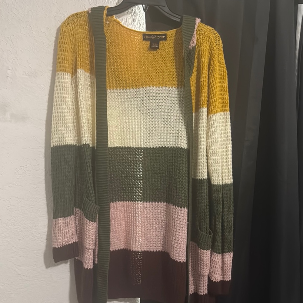 Cozy Yellow and Cream Knit Cardigan Sweater
